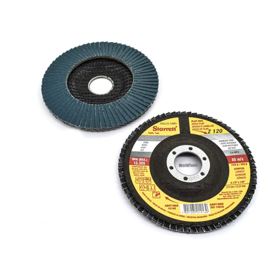 DISCO FLAP EM FIBRA DE VIDRO Ø 115MM GRÃO DE ZIRCONIO 120 - FDS115 ...