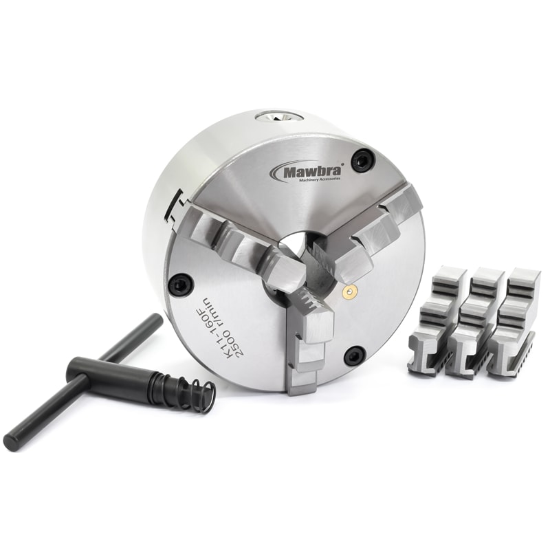 PLACA DE TORNO 3 CASTANHAS UNIVERSAIS Ø 160MM COM FURAÇÃO FRONTAL