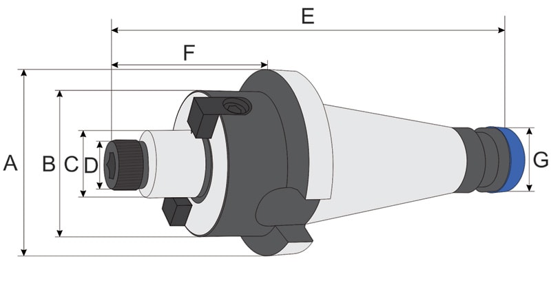 CONE ISO40 DIN2080 PORTA FRESA / CABEÇOTE PILOTO Ø 22MM L035MM